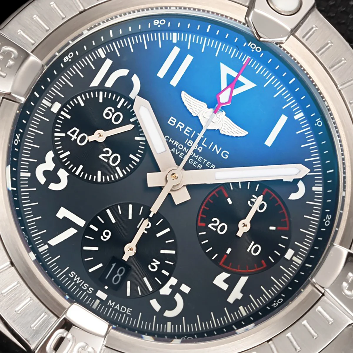 Avenger B01 Chronograph 45 Black Dial in Steel