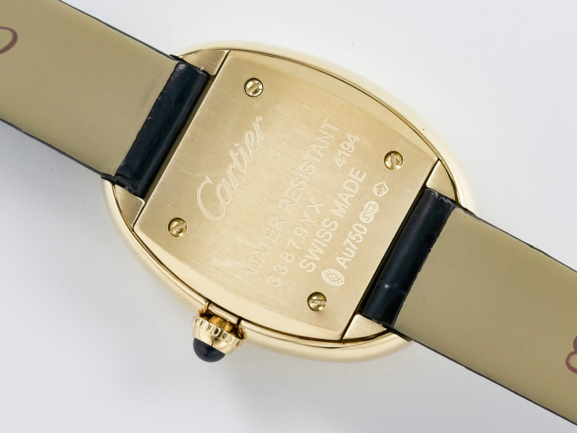 Baignoire De Cartier YG DRF 1:1 Best Edition Silver Dial on Black Leather Strap Swiss Quartz