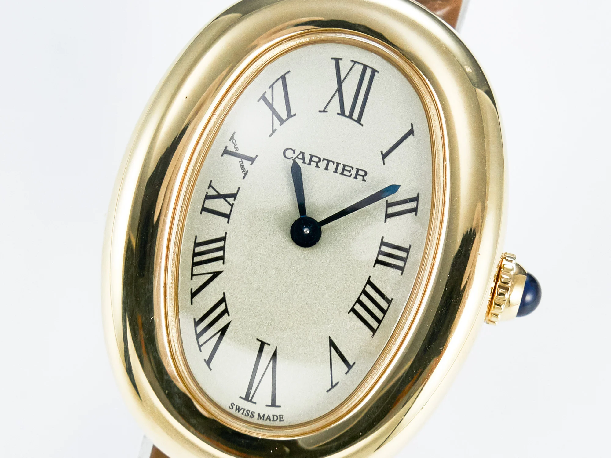 Baignoire De Cartier YG DRF 1:1 Best Edition Silver Dial on Brown Leather Strap Swiss Quartz