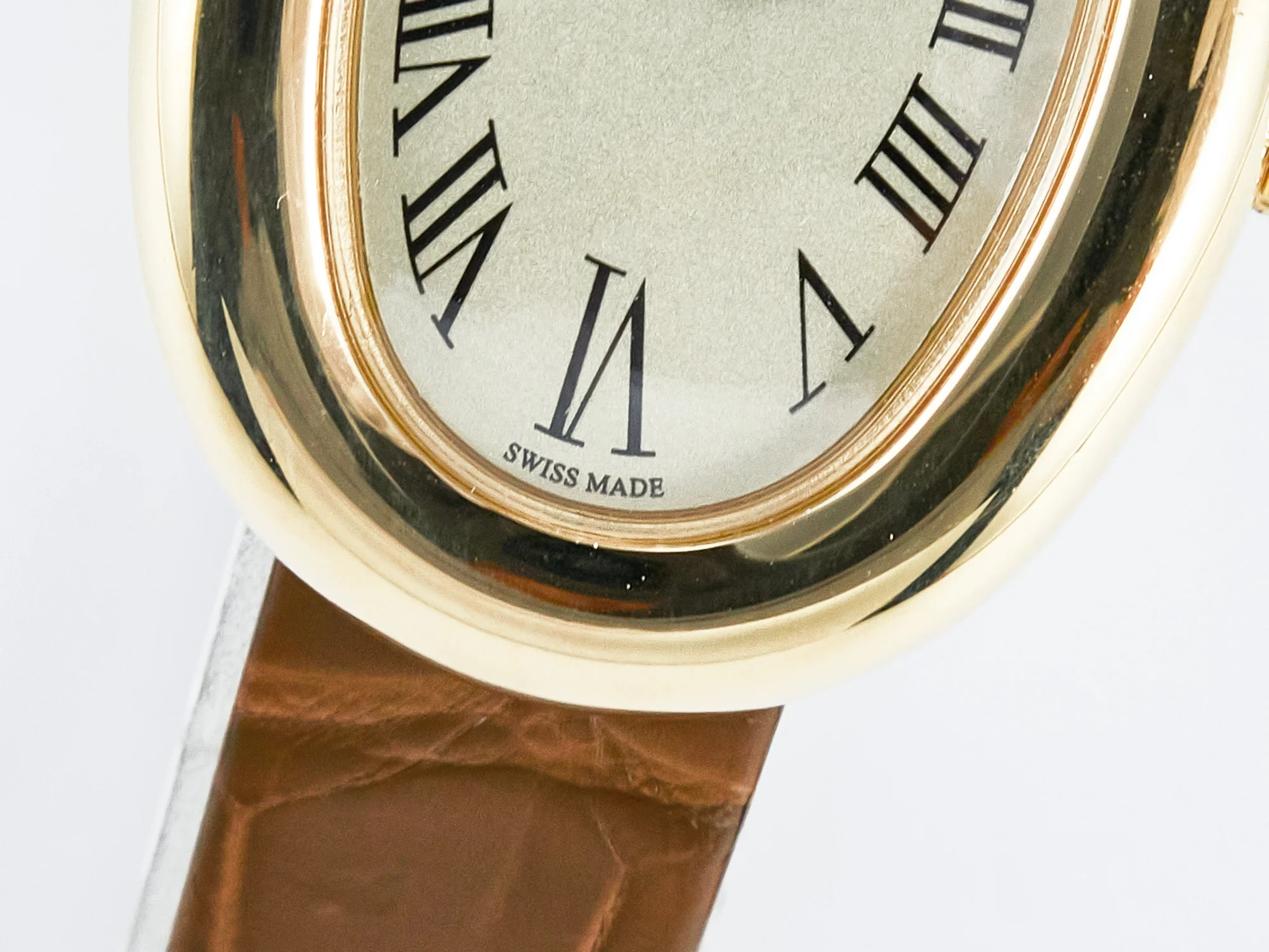Baignoire De Cartier YG DRF 1:1 Best Edition Silver Dial on Brown Leather Strap Swiss Quartz