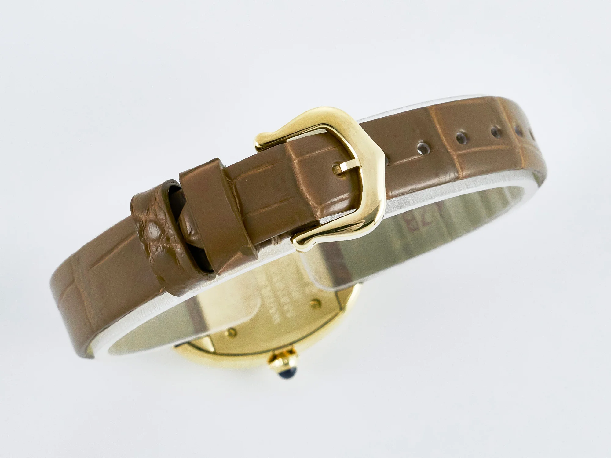 Baignoire De Cartier YG DRF 1:1 Best Edition Silver Dial on Brown Leather Strap Swiss Quartz