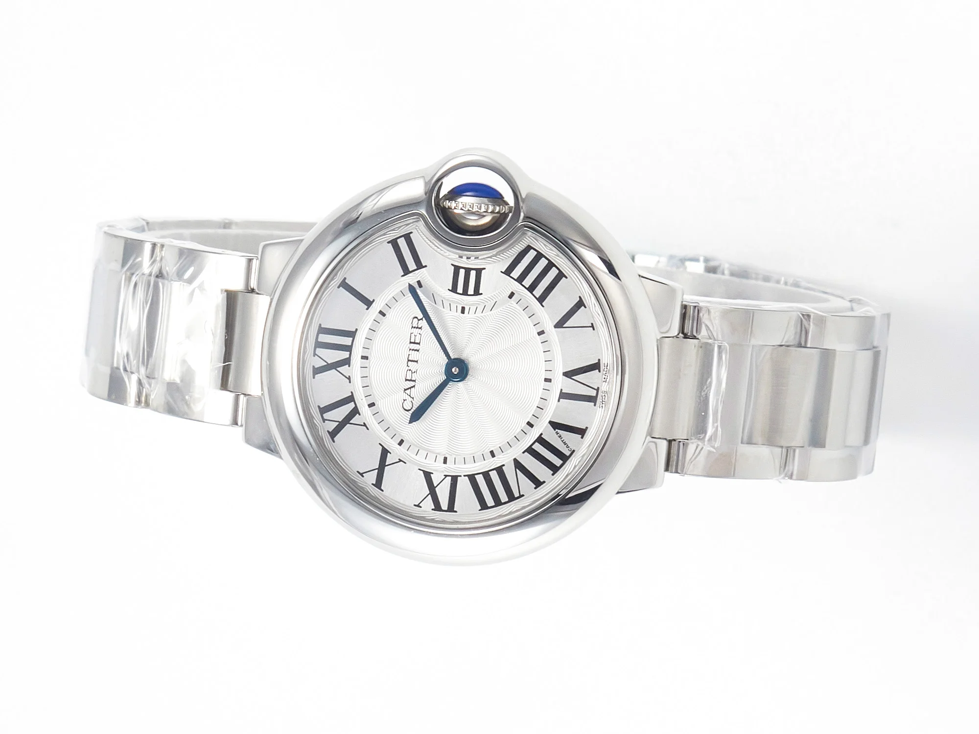 Ballon Bleu 33mm SS AF 1:1 Best Edition White Textured Dial on SS Bracelet Ronda Quartz