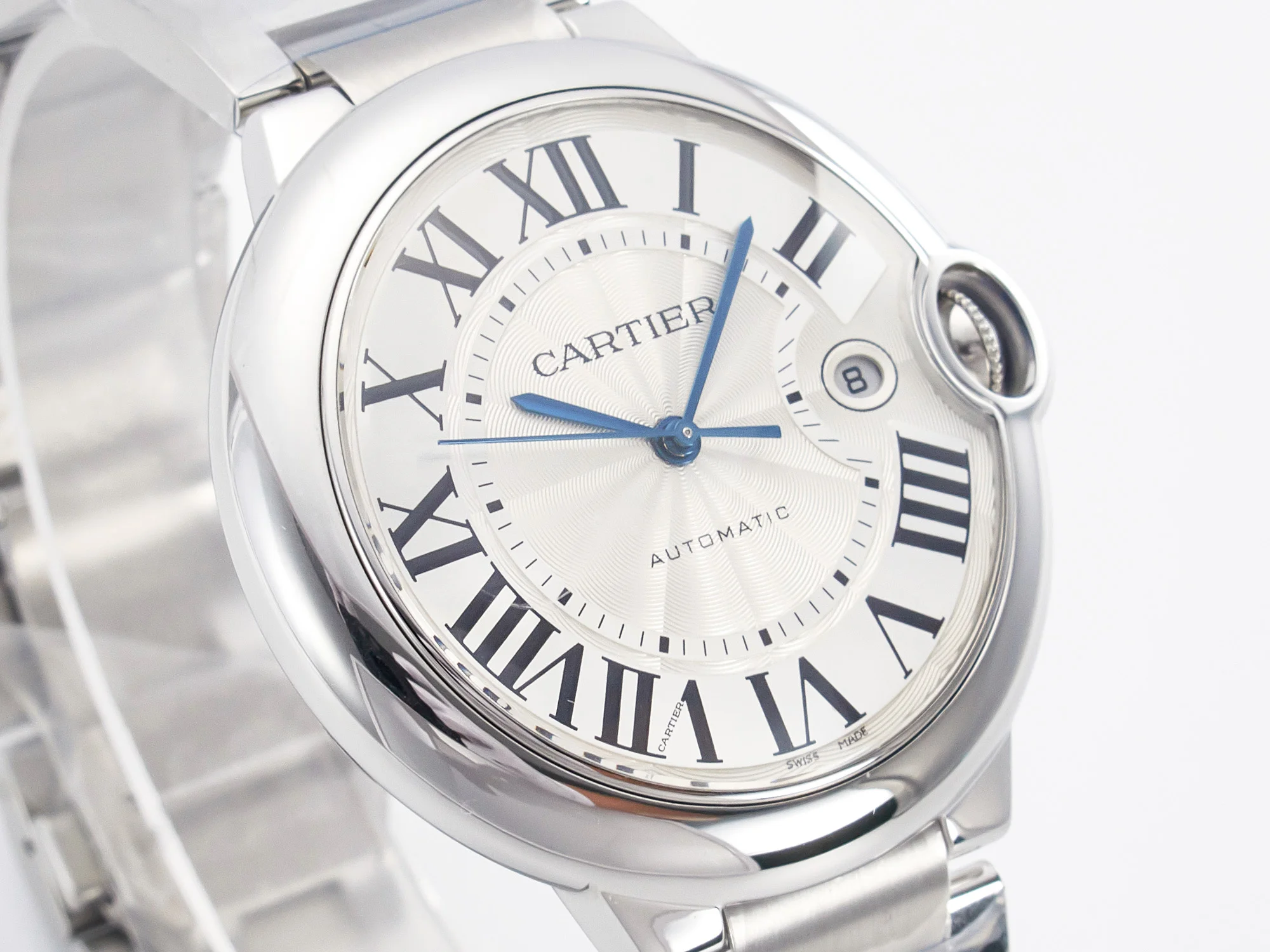 Ballon Bleu 42mm SS AF 1:1 Best Edition White Texture Dial on SS Bracelet A2824 V5