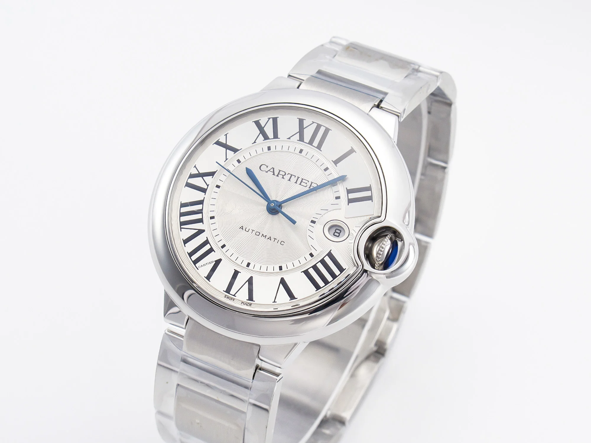 Ballon Bleu 42mm SS AF 1:1 Best Edition White Texture Dial on SS Bracelet A2824 V5