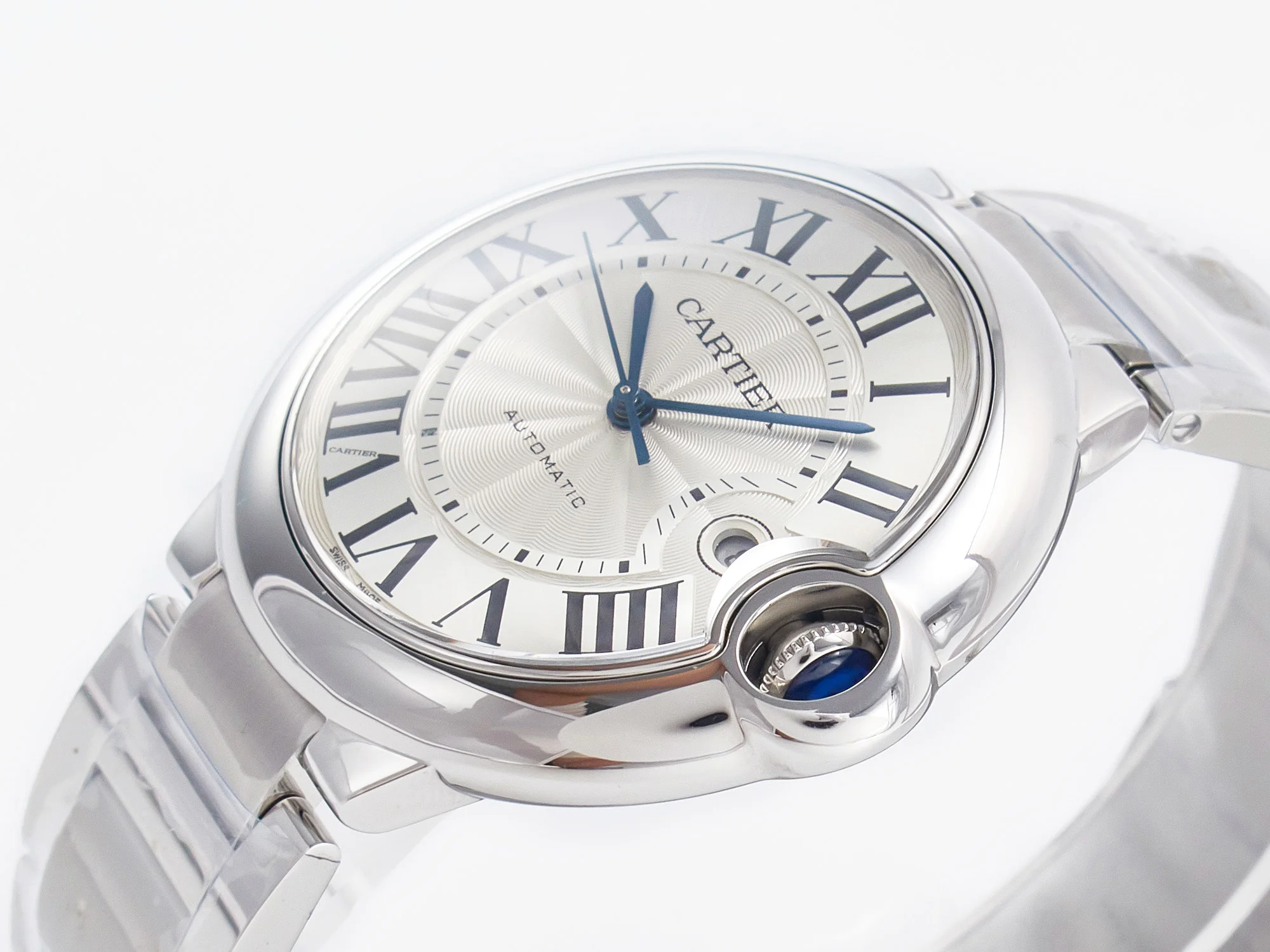 Ballon Bleu 42mm SS AF 1:1 Best Edition White Texture Dial on SS Bracelet A2824 V5