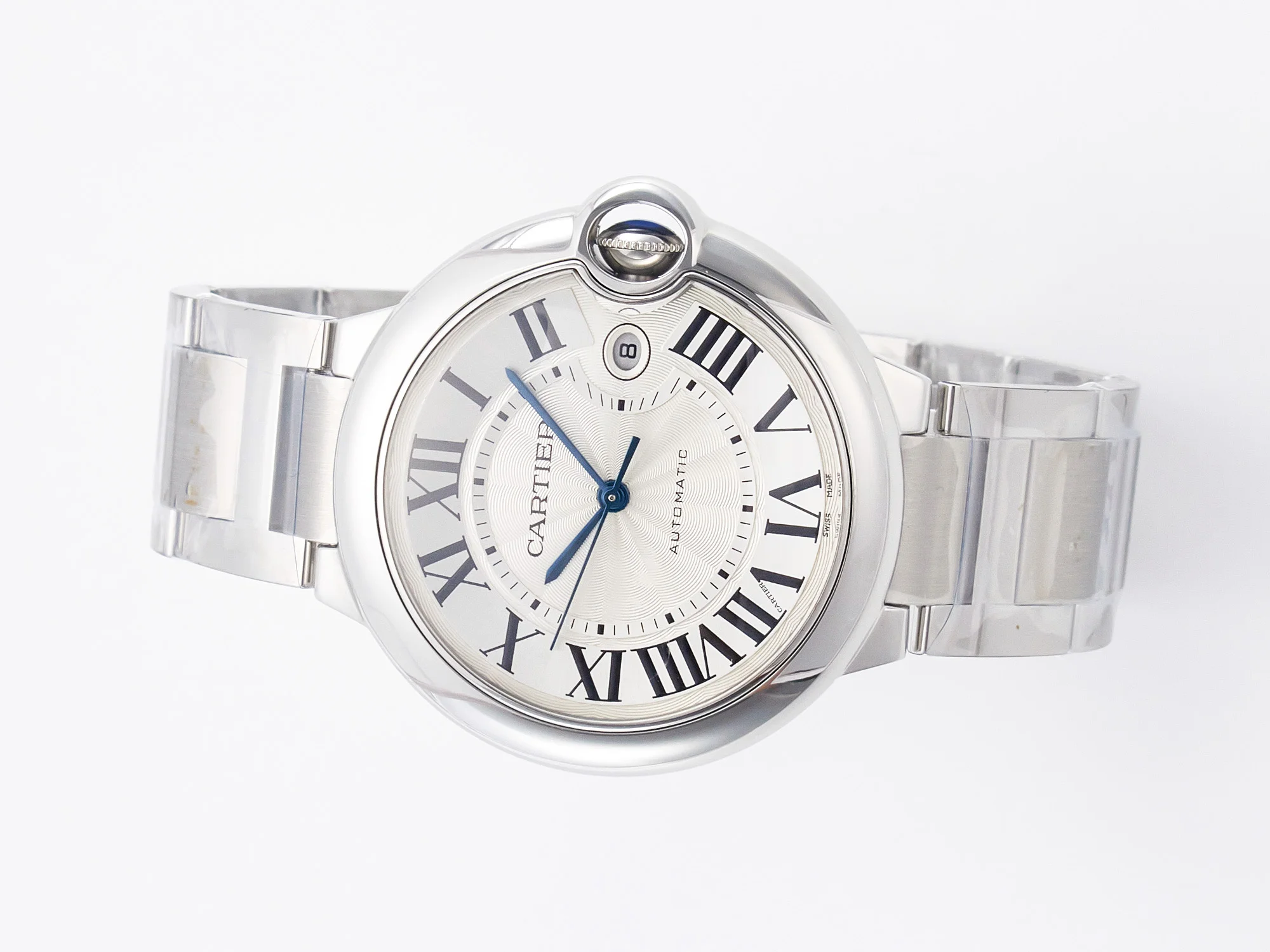 Ballon Bleu 42mm SS AF 1:1 Best Edition White Texture Dial on SS Bracelet A2824 V5