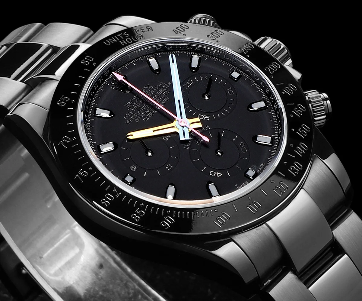 Blaken Daytona Black Dial with Colourful Hands