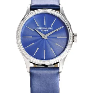 Calatrava 4997/200G Blue Dial in White Gold on Blue Leather Strap