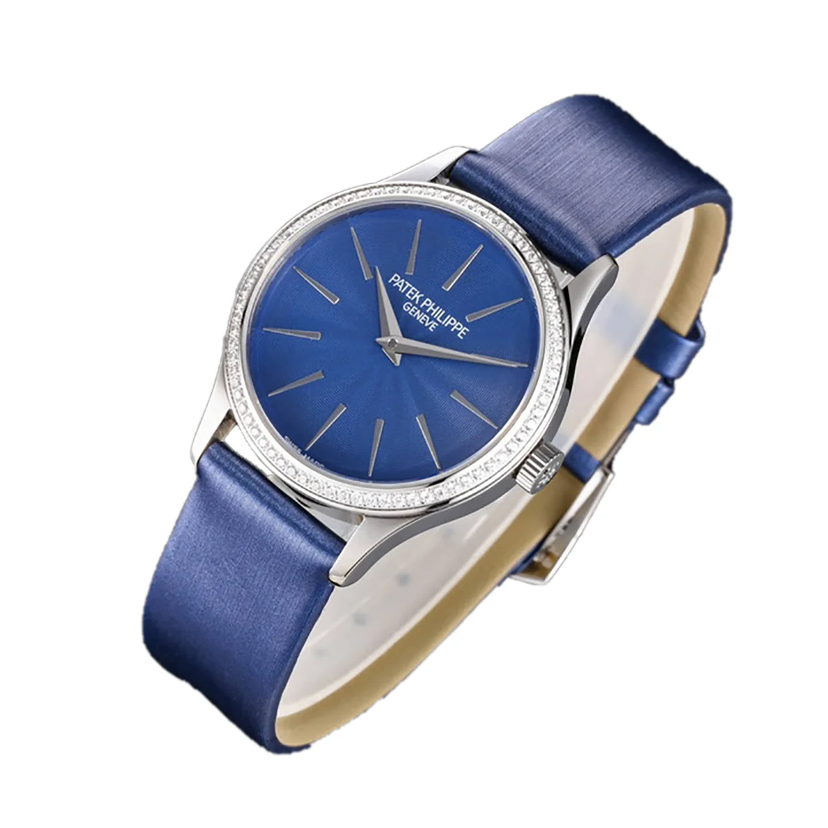 Calatrava 4997/200G Blue Dial in White Gold on Blue Leather Strap