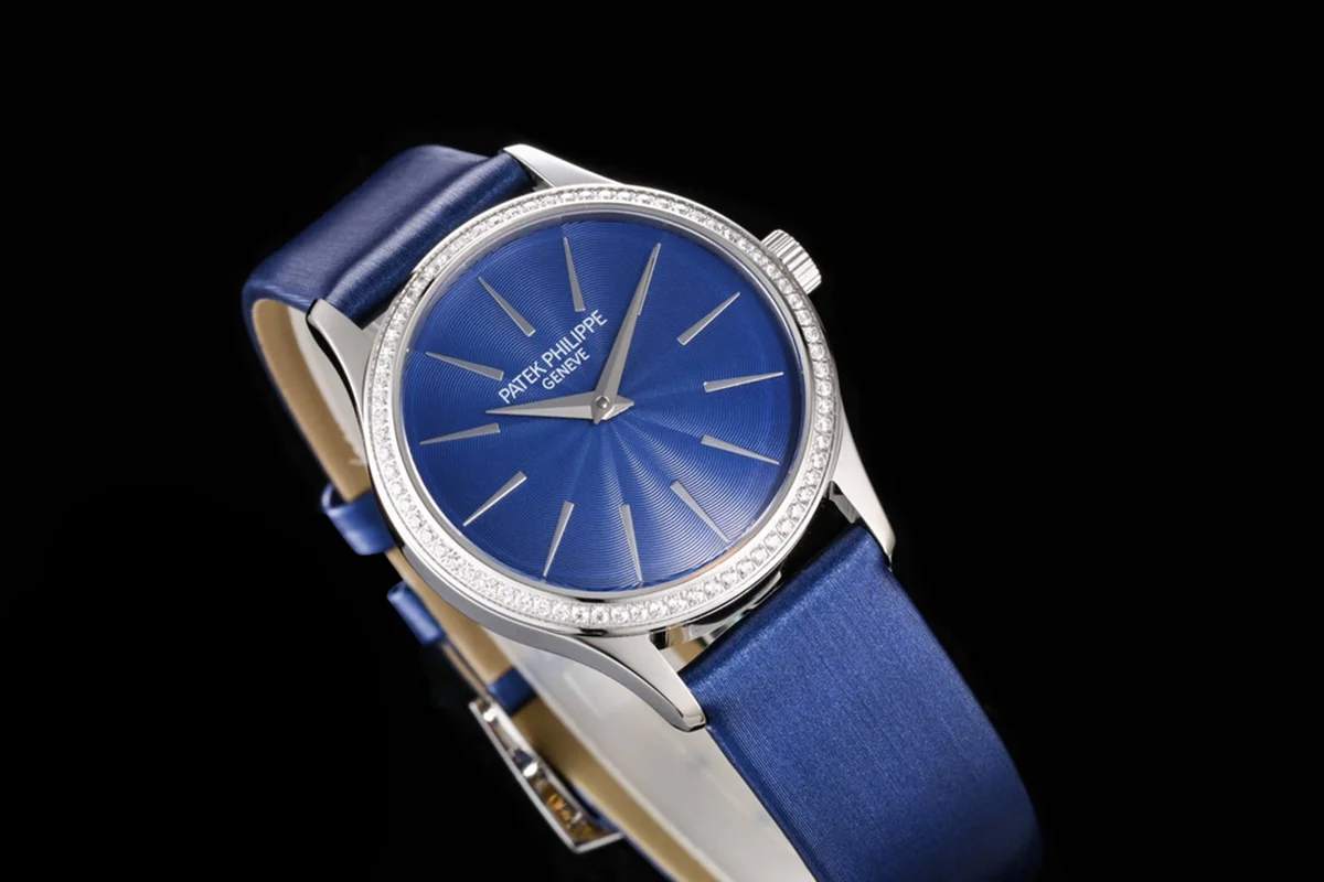 Calatrava 4997/200G Blue Dial in White Gold on Blue Leather Strap