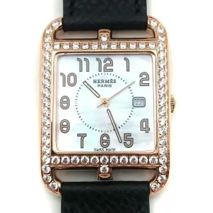 Cape Cod GM Quartz Rose Gold with Diamond Bezel on Black Epsom Leather Strap