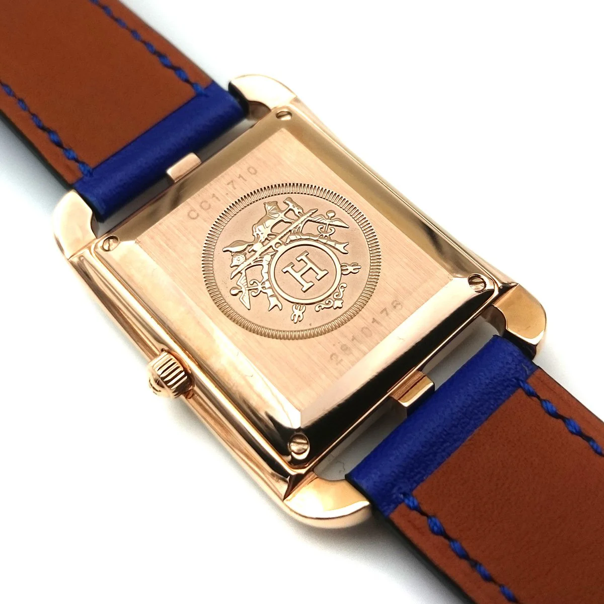 Cape Cod GM Quartz Rose Gold with Diamond Bezel on Blue Fjord Leather Strap