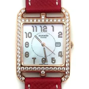 Cape Cod GM Quartz Rose Gold with Diamond Bezel on Red Epsom Leather Strap