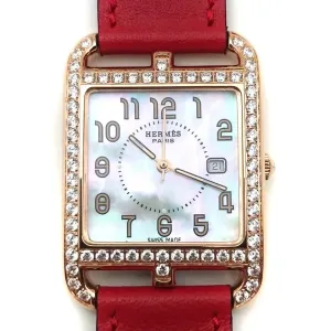 Cape Cod GM Quartz Rose Gold with Diamond Bezel on Red Fjord Leather Strap
