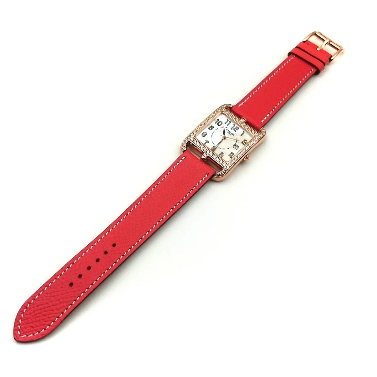 Cape Cod GM Quartz Rose Gold with Diamond Bezel on Vermilion Epsom Leather Strap