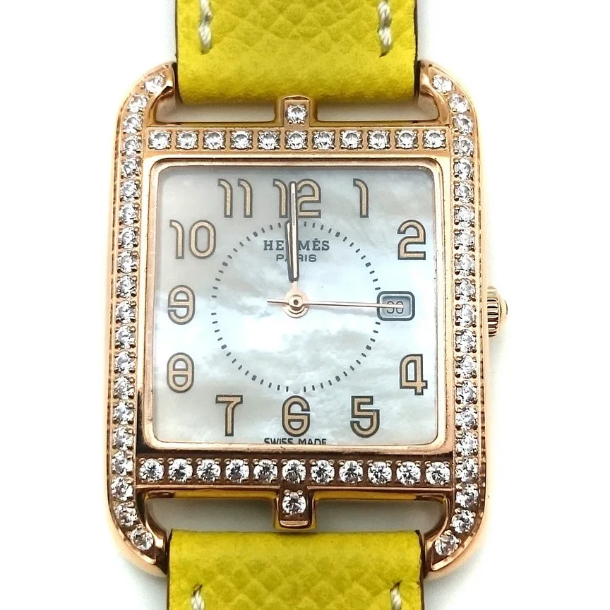 Cape Cod GM Quartz Rose Gold with Diamond Bezel on Yellow Epsom Leather Strap