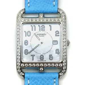 Cape Cod Steel with Diamond Bezel on Light Blue Epsom Leather Strap