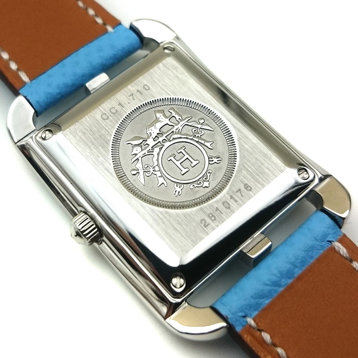 Cape Cod Steel with Diamond Bezel on Light Blue Epsom Leather Strap