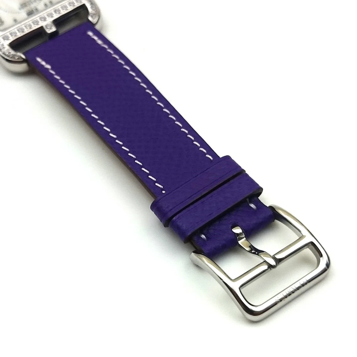Cape Cod Steel with Diamond Bezel on Purple Epsom Leather Strap