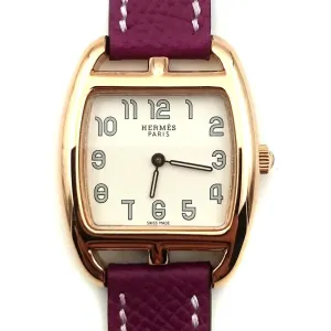 Cape Cod Tonneau Rose Gold on Violet Epsom Leather Strap