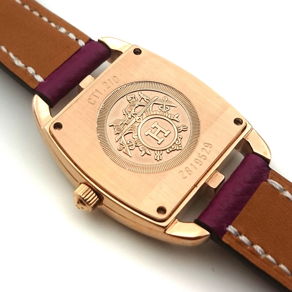 Cape Cod Tonneau Rose Gold with Diamond Bezel on Violet Epsom Leather Strap