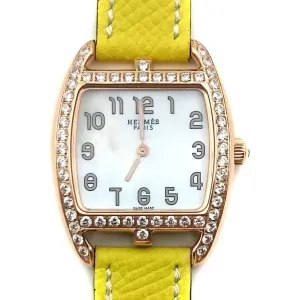 Cape Cod Tonneau Rose Gold with Diamond Bezel on Yellow Epsom Leather Strap