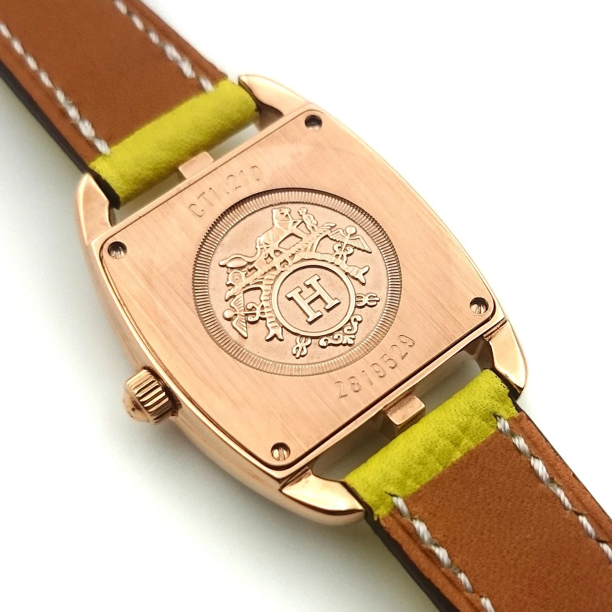 Cape Cod Tonneau Rose Gold with Diamond Bezel on Yellow Epsom Leather Strap