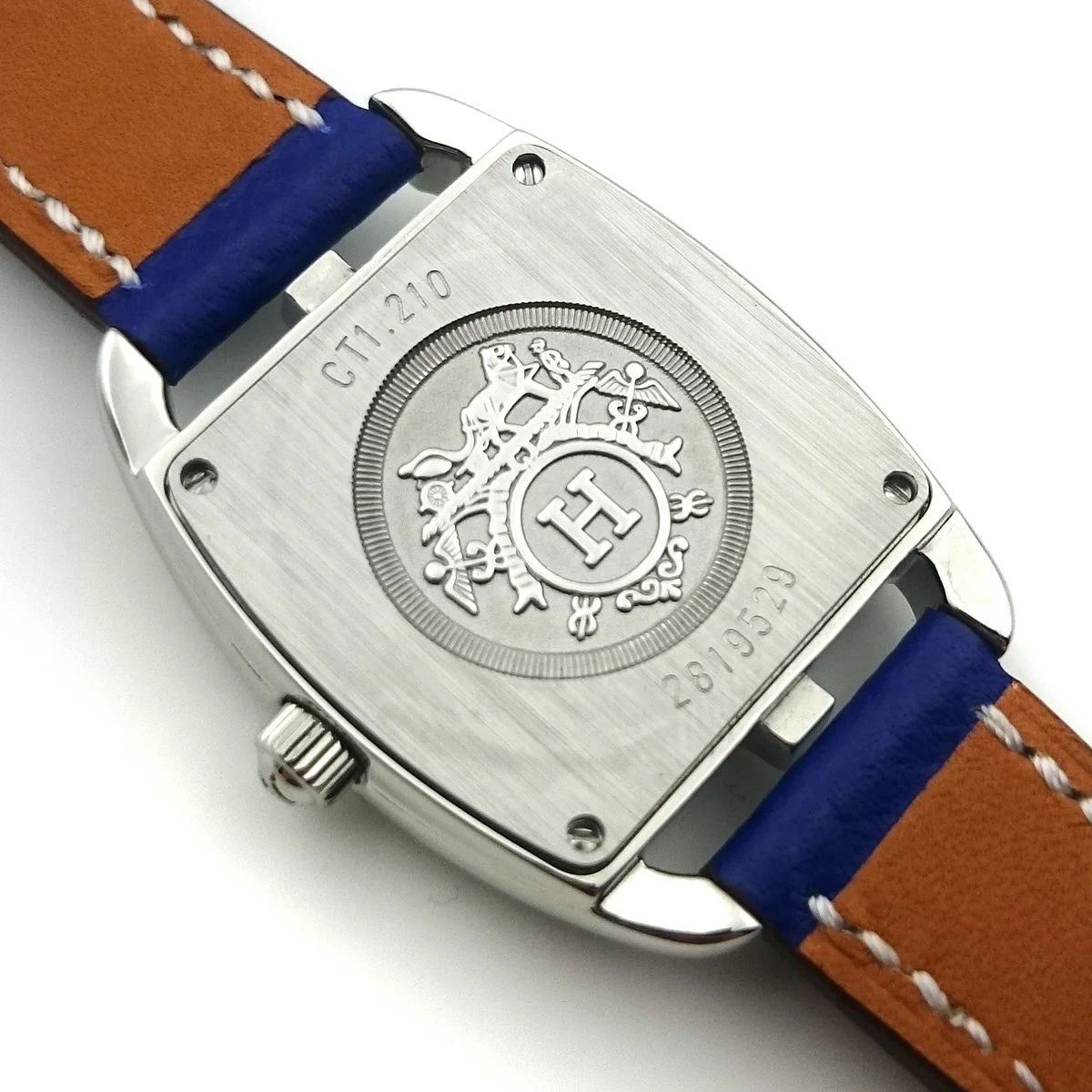 Cape Cod Tonneau Steel on Blue Epsom Leather Strap