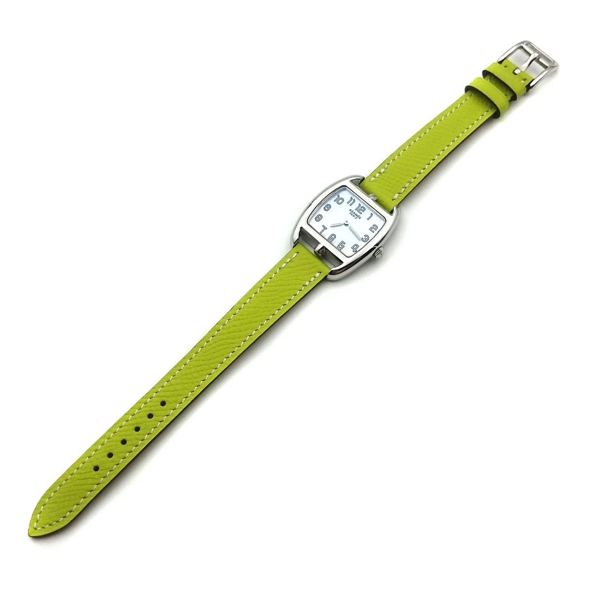 Cape Cod Tonneau Steel on Green Epsom Leather Strap