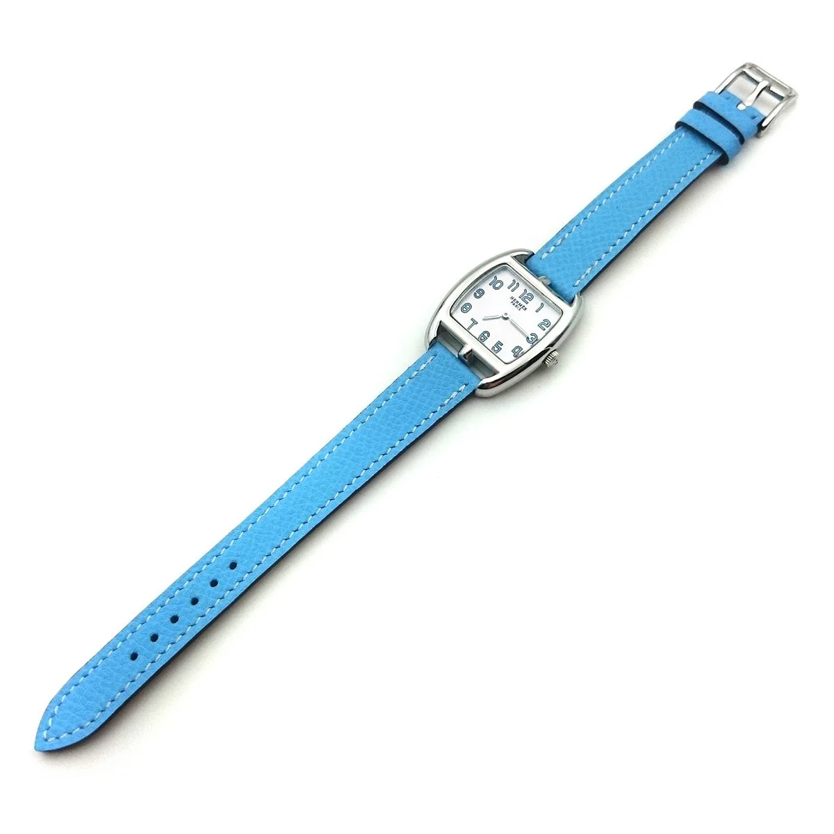 Cape Cod Tonneau Steel on Light Blue Epsom Leather Strap