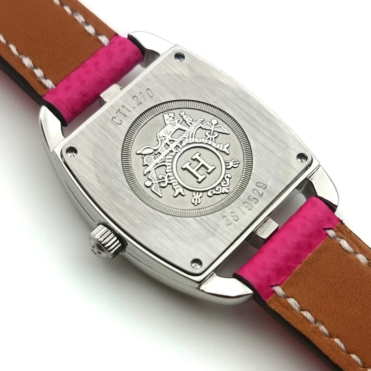 Cape Cod Tonneau Steel on Pink Epsom Leather Strap