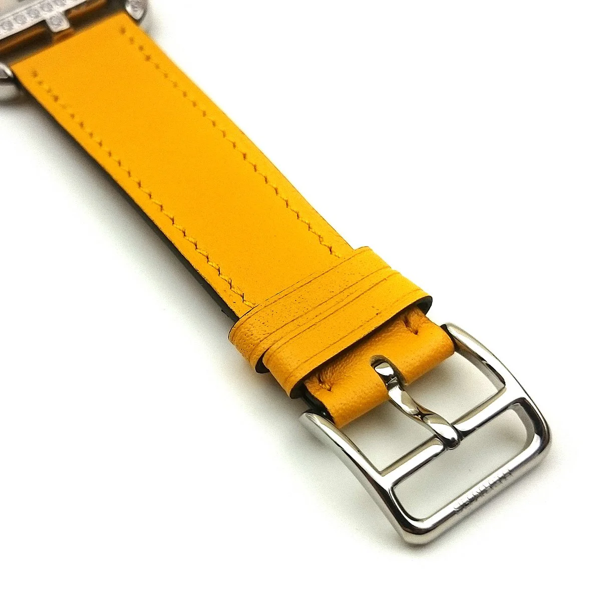 Cape Cod Tonneau Steel with Diamond Bezel on Yellow Fjord Leather Strap
