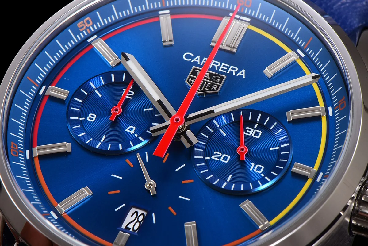 Carrera Chronograph 42 Blue Dial on Leather Strap