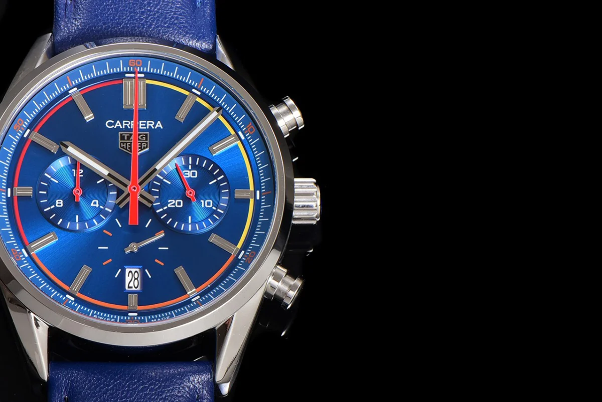 Carrera Chronograph 42 Blue Dial on Leather Strap
