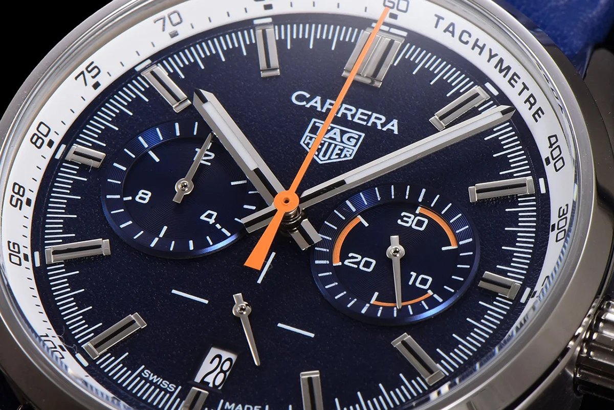 Carrera Chronograph 43 Blue Dial on Leather Strap