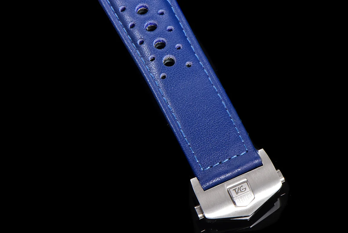 Carrera Chronograph 43 Blue Dial on Leather Strap