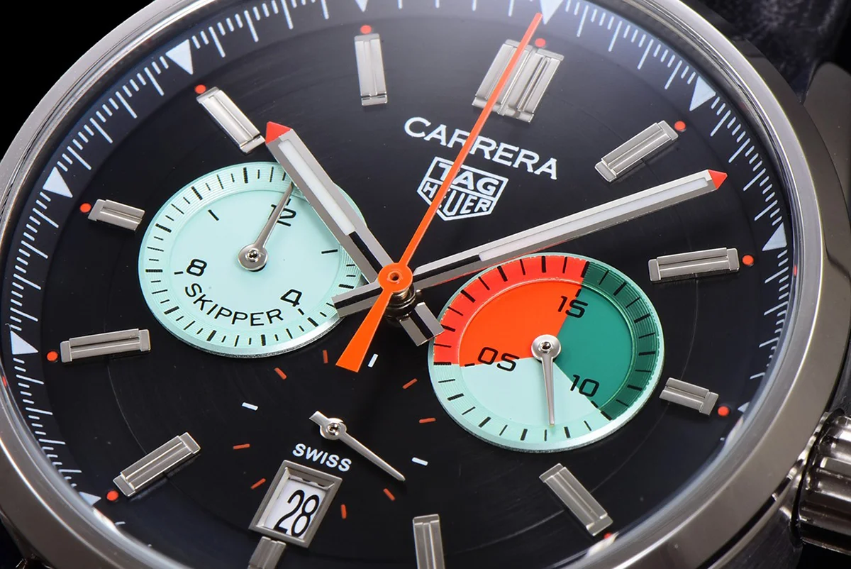 Carrera Skipper 39 Black Dial on Leather Strap