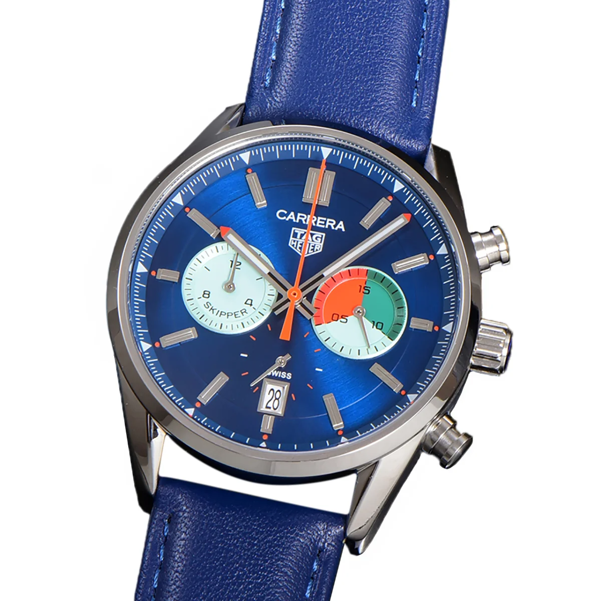 Carrera Skipper 39 Blue Dial on Leather Strap