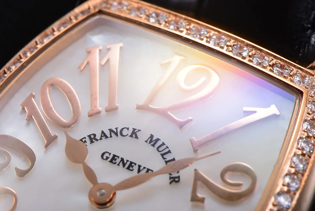 Cintree Curve MOP Dial in Rose Gold on Black Leather Strap