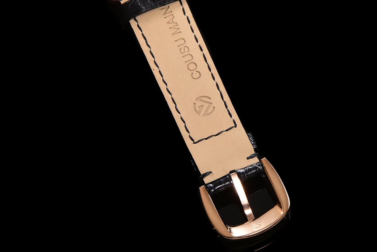 Cintree Curve MOP Dial in Rose Gold on Black Leather Strap