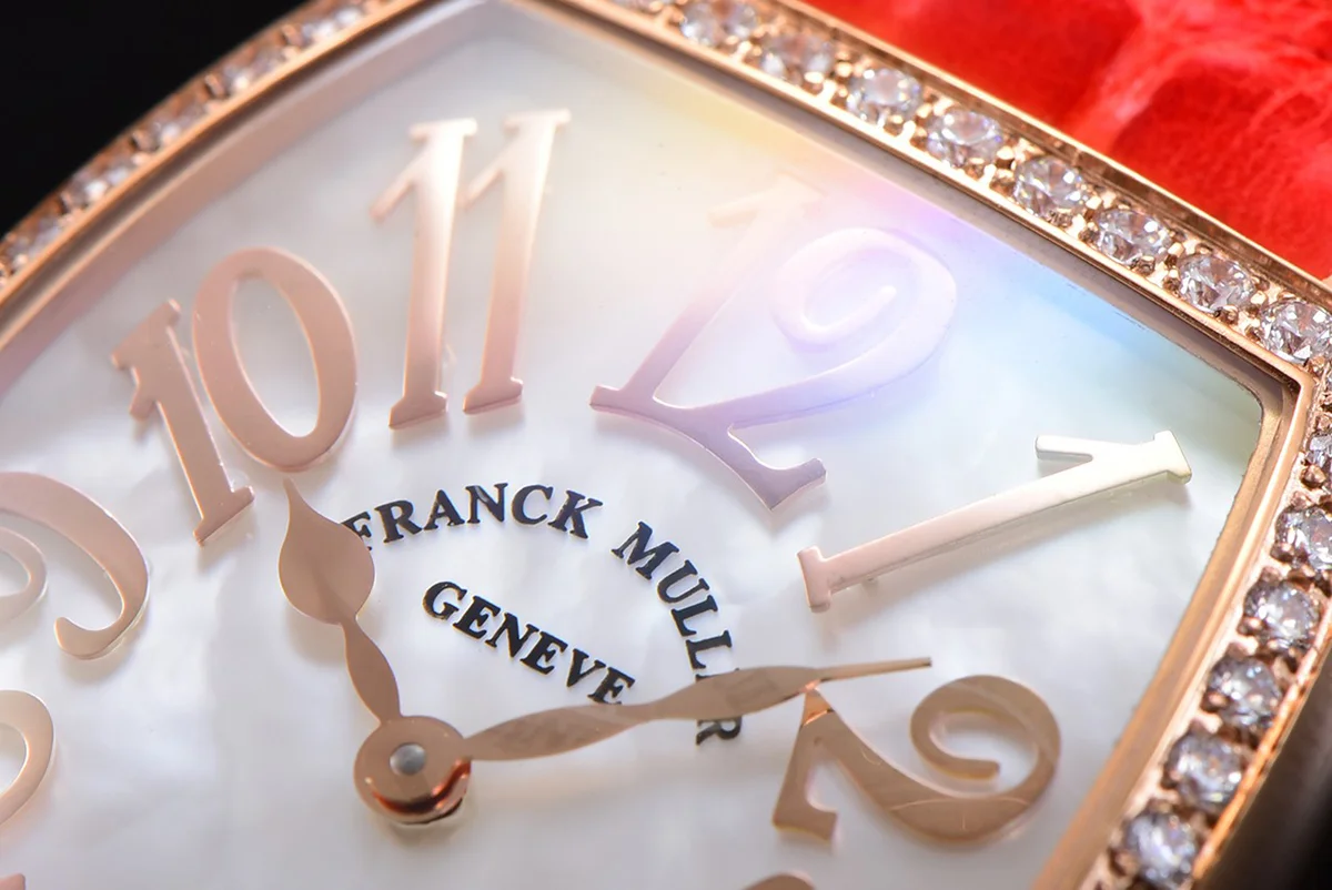 Cintree Curve MOP Dial in Rose Gold on Red Leather Strap
