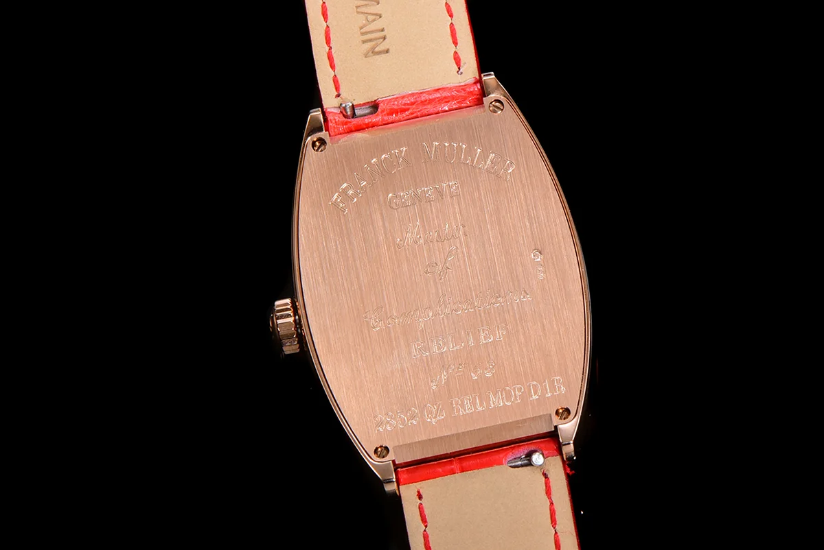 Cintree Curve MOP Dial in Rose Gold on Red Leather Strap