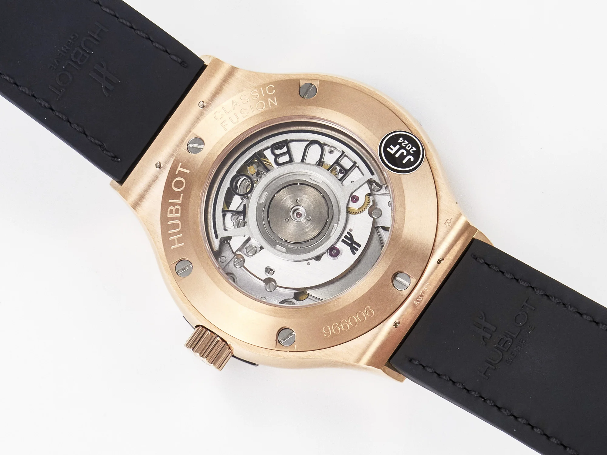 Classic Fusion 38mm RG JJF 1:1 Best Edition Black Dial on Black Gummy Leather Strap