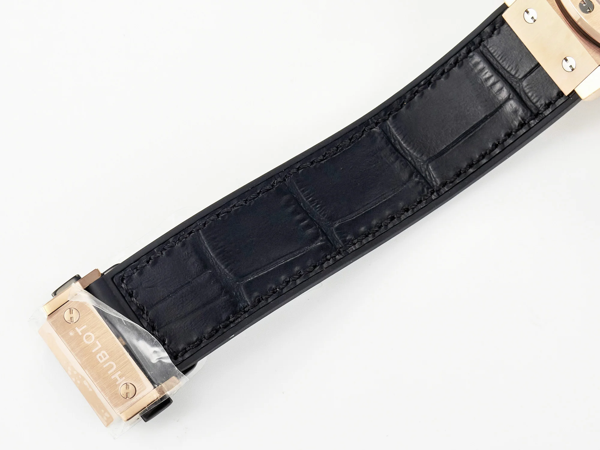 Classic Fusion 38mm RG JJF 1:1 Best Edition Black Dial on Black Gummy Leather Strap