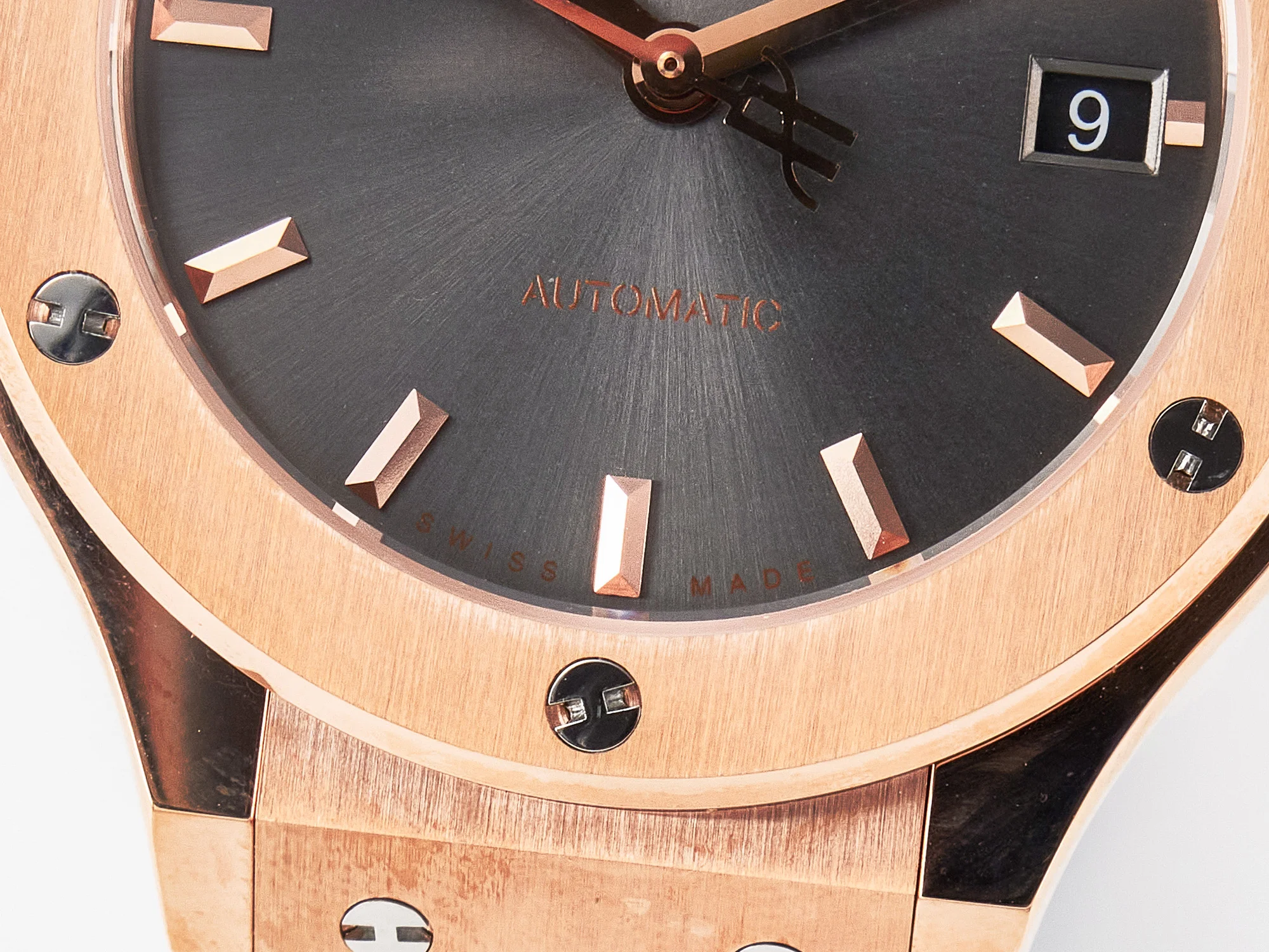 Classic Fusion 38mm RG JJF 1:1 Best Edition Gray Dial on Black Gummy Leather Strap