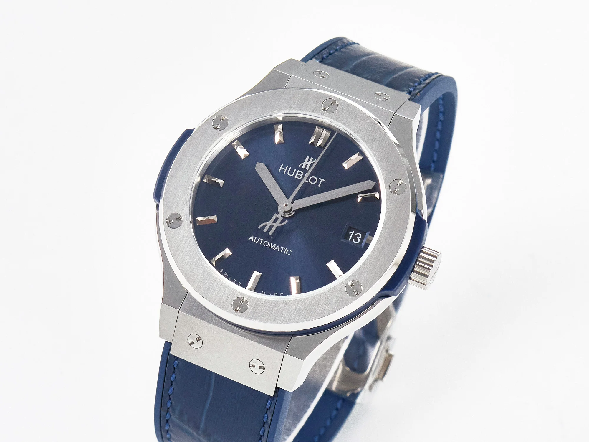 Classic Fusion 38mm SS JJF 1:1 Best Edition Blue Dial on Blue Gummy Leather Strap