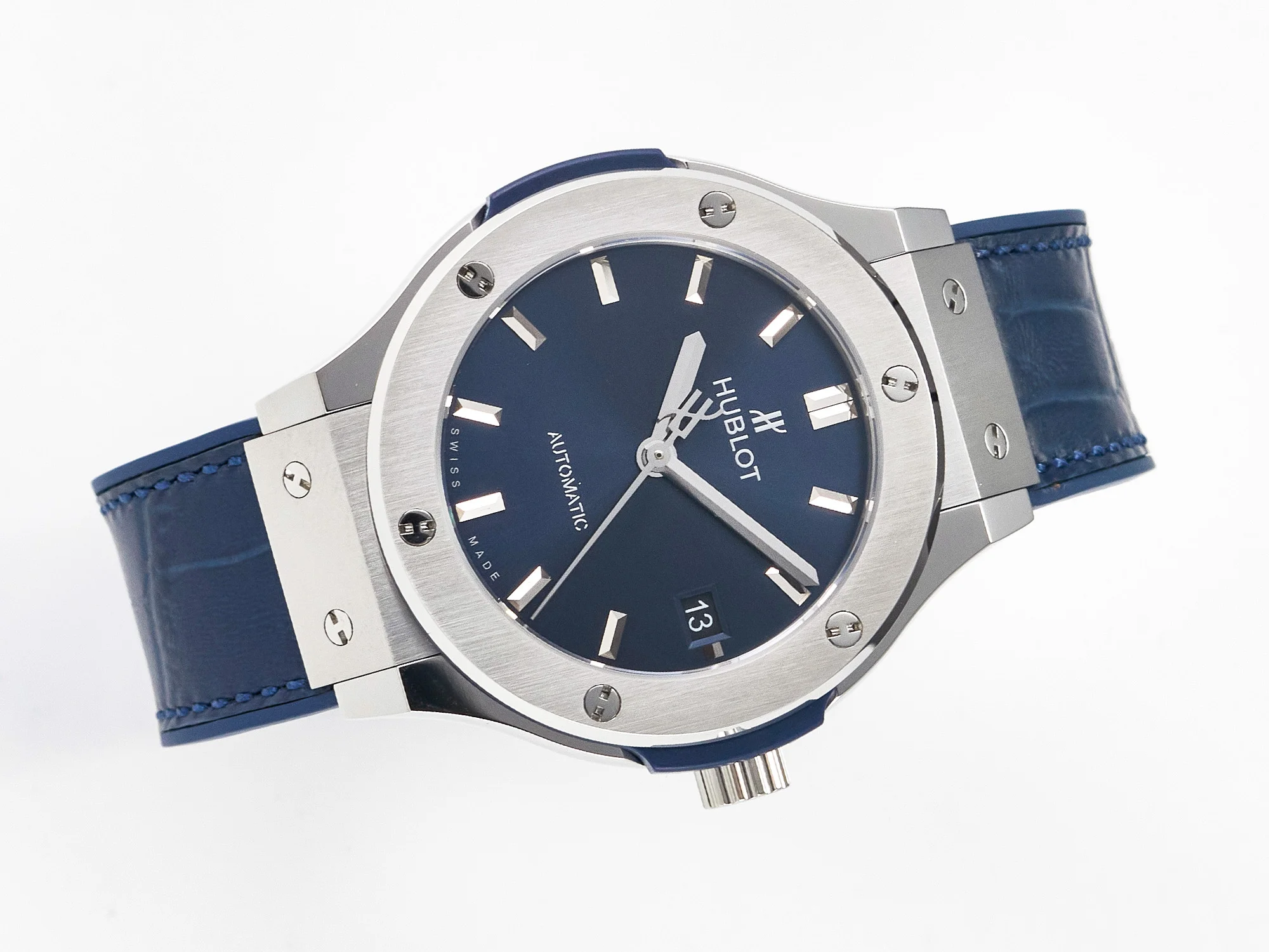 Classic Fusion 38mm SS JJF 1:1 Best Edition Blue Dial on Blue Gummy Leather Strap