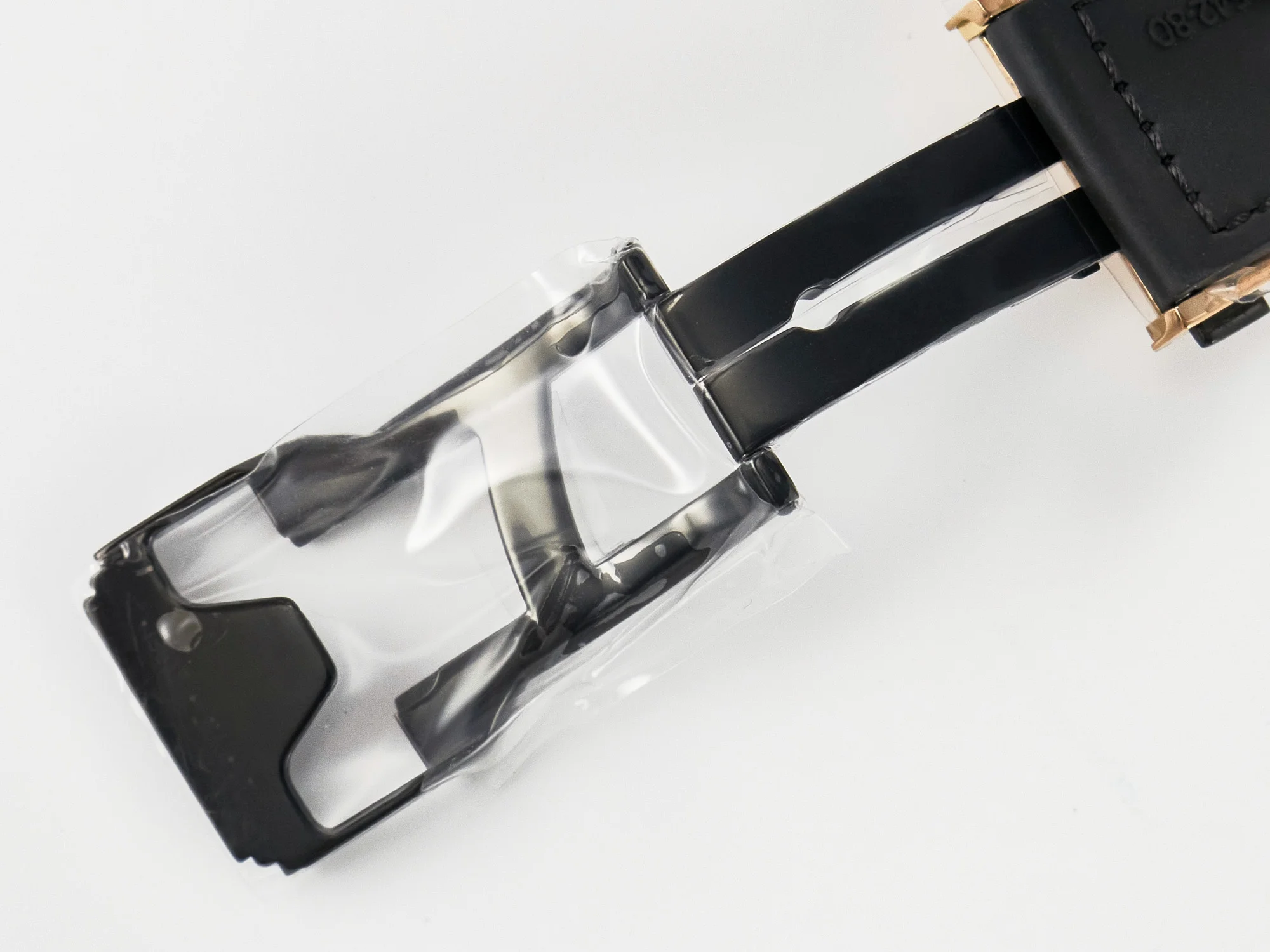 Classic Fusion 42mm RG JJF 1:1 Best Edition Black Dial on Black Gummy Leather Strap