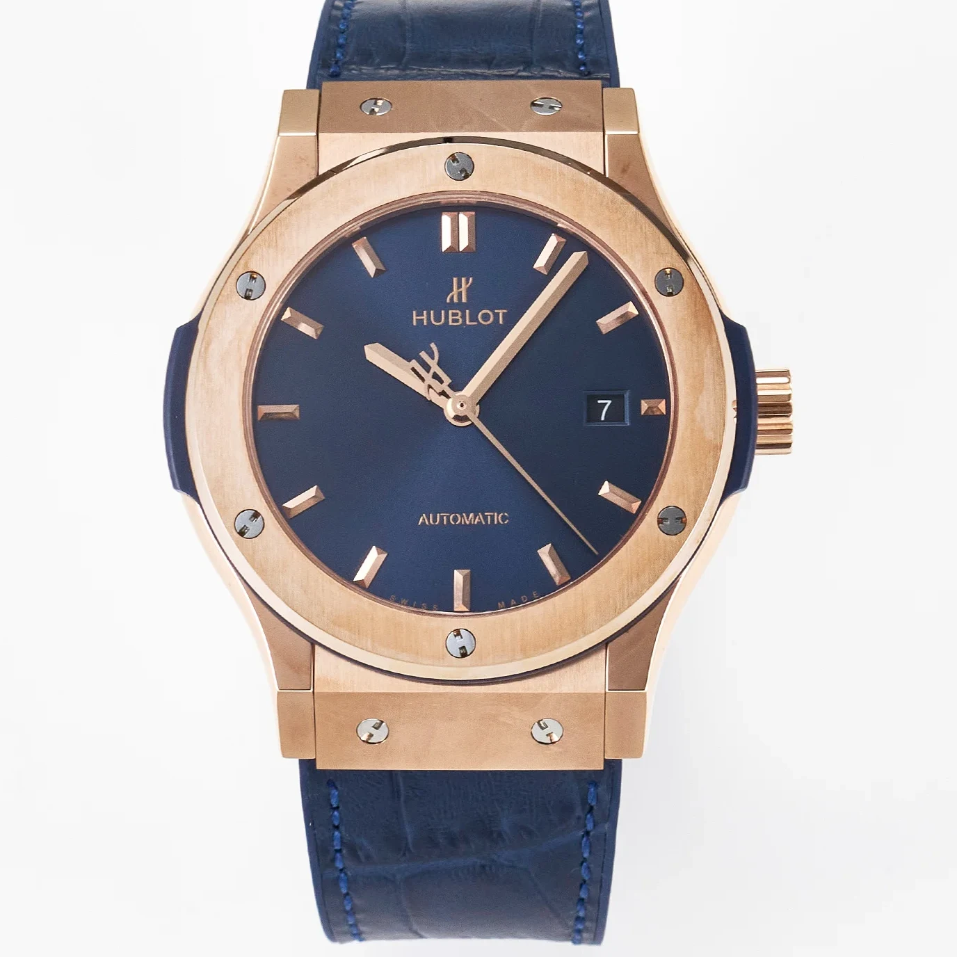 Classic Fusion 42mm RG JJF 1:1 Best Edition Blue Dial on Blue Gummy Leather Strap
