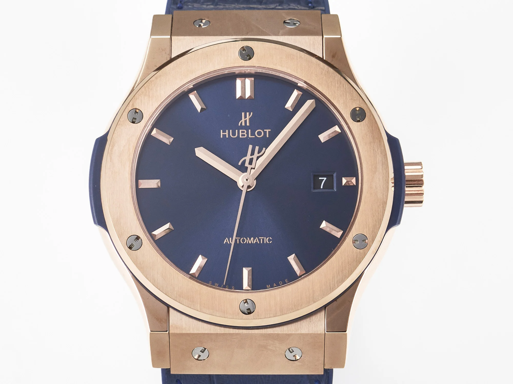 Classic Fusion 42mm RG JJF 1:1 Best Edition Blue Dial on Blue Gummy Leather Strap